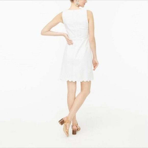 J. Crew Factory Scalloped Basketweave Square-Neck Dress NWT Sz 2 - Picture 2 of 6